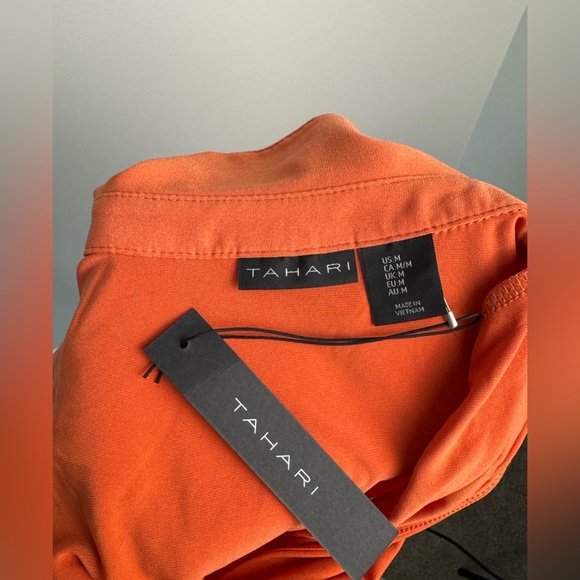 Tahari V-Neck Orange Top Career Bussines Classic Size M NWT - Picture 5 of 6